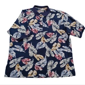 Men's Tori Richard XLarge Navy Floral Polo Short Sleeve Button-Up Resort Shirt